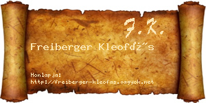 Freiberger Kleofás névjegykártya